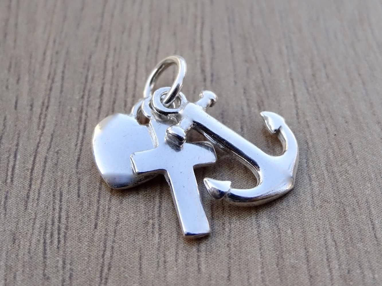 Faith Hope Love Pendant Sterling Silver 925 Cross Anchor Heart Small Necklace Charm Jewelry - Image 6