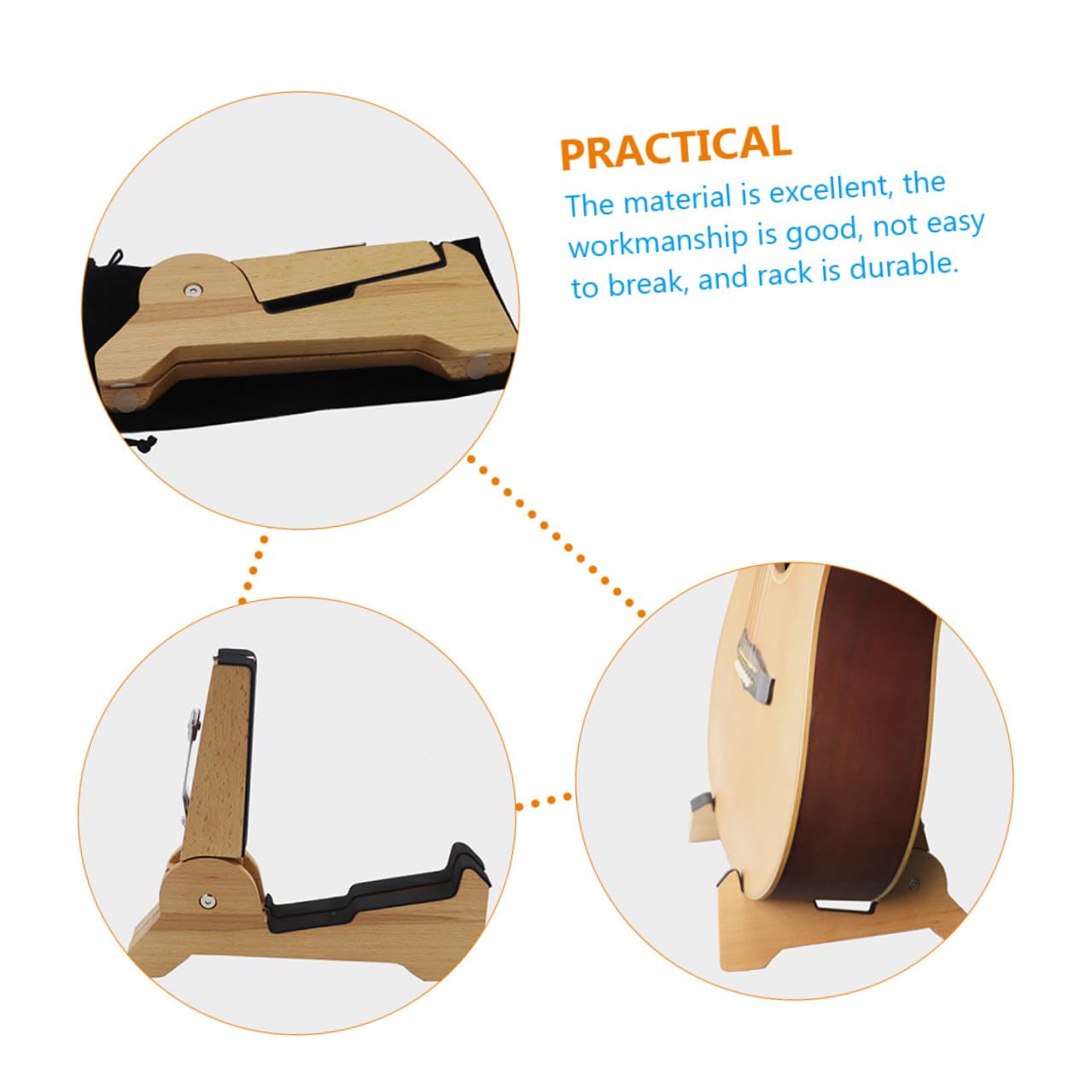 VANZACK Supporto per Chitarra in Legno Pieghevole e Rimovibile per Chitarra Elettrica e Basso, per Sala Musica o Negozio Strumenti Musicali