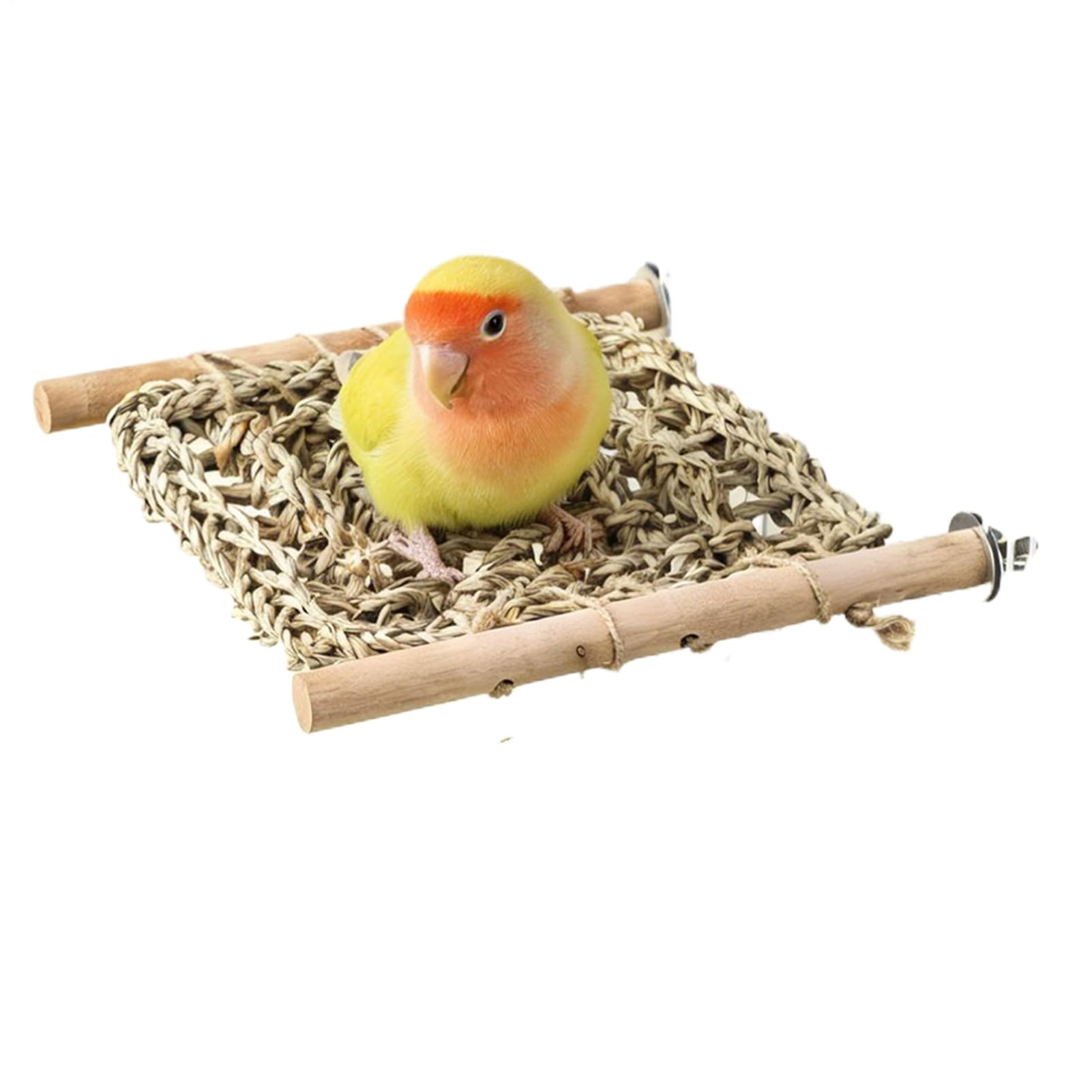 Seagrass Bird Mat - Wooden, Durable Parrot Climbing Net, Straw Rope | Natural Hand Woven Seagrass Exercise Activity Center for Conure Lovebird Cage