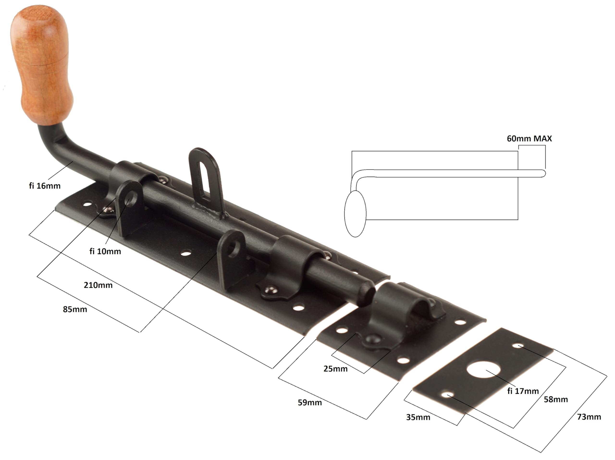 Catenacci per cancelli, 2 pezzi x 280 mm, neri, catenaccio per porta, serratura per porta, catenaccio, catenaccio per cancello da giardino