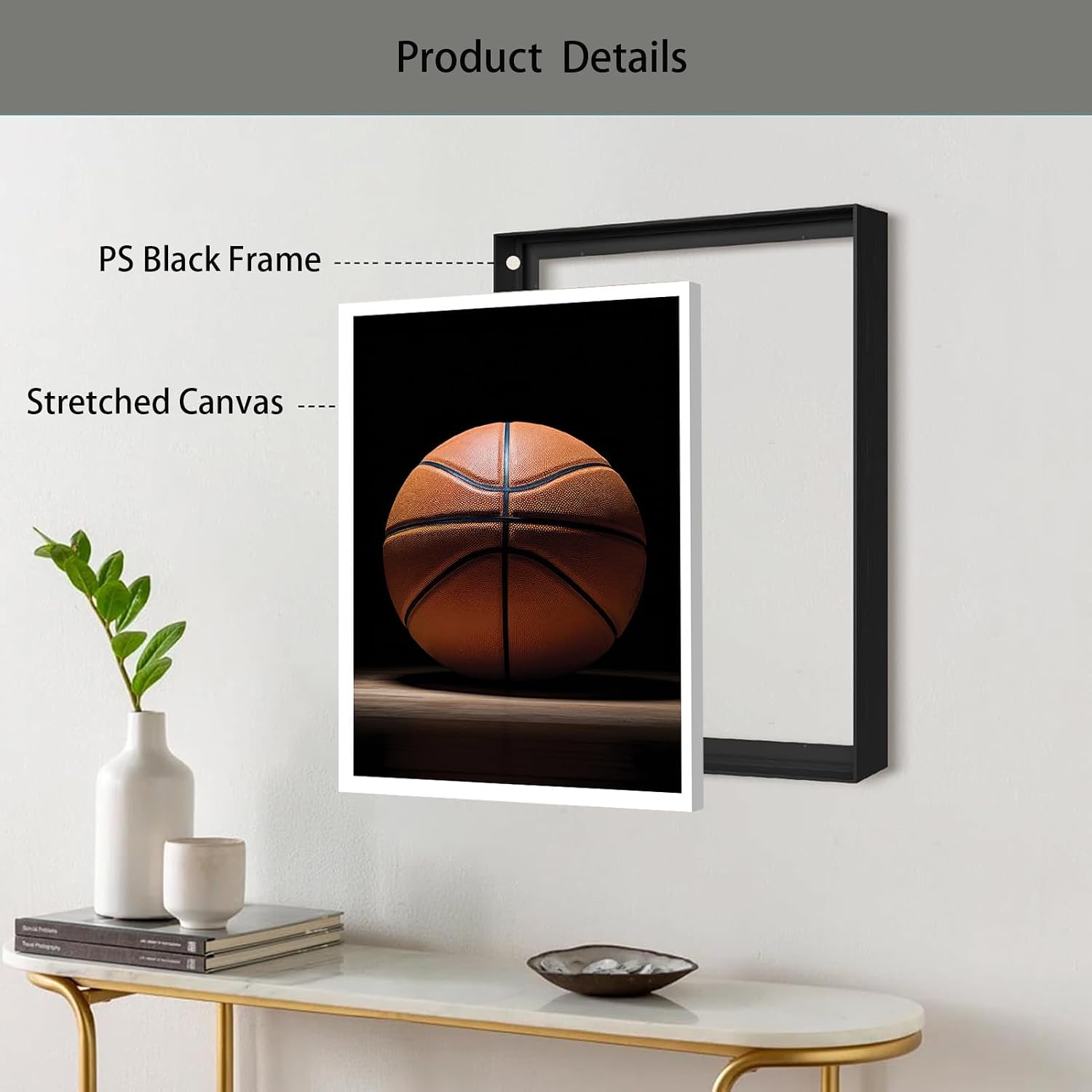 Black Framed Basketball Canvas Wall Art Basketball Sport Theme Painting Picture Wall Decor Basketball Art Black and White Motivational Quotes Poster Print Artwork for Teen Boys Room Home Decor 16x24in