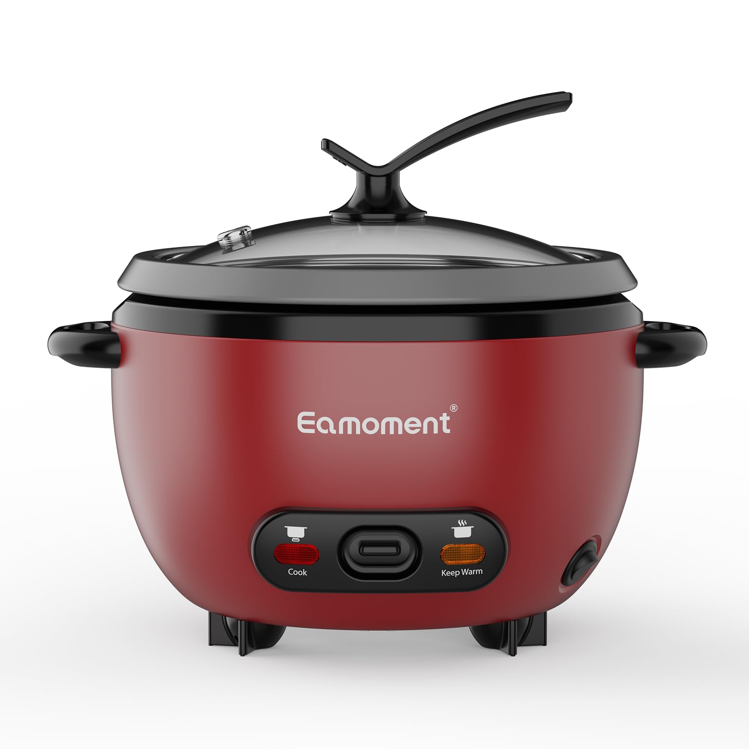Eamoment 1 l, 400 W rijstkoker en stoompan (1 liter, 5 kopjes) voor 1-5 personen, snel koken zonder verbranding, afneembare antiaanbaklaag, rijstlepel en maatbeker (zilver
