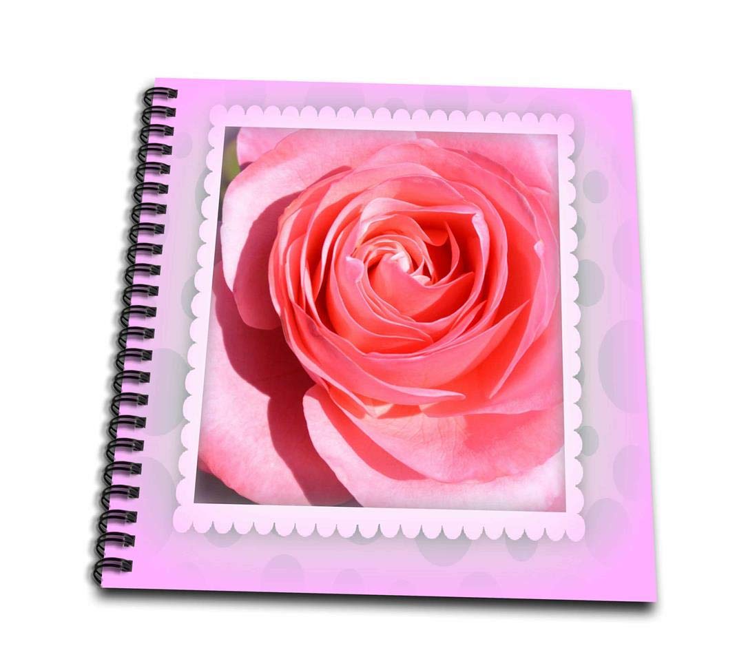 3dRose db_40245_2 Pink Rose Stamp Postage- Flowers- Photography-Memory Book, 12 by 12"