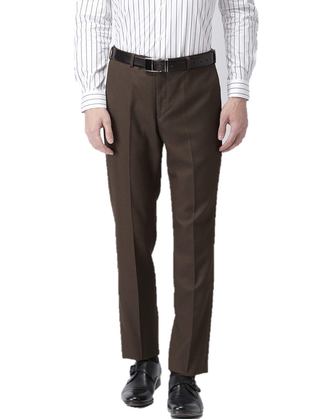 protip Men's Slim FIT Premium Formal Trousers Pants (Brown)-picture-30