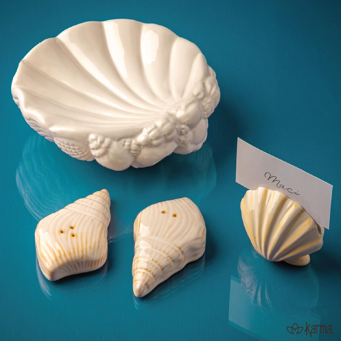 Karma, Seashell Placecard Holder, Cut Shell for Beach Wedding Place Cards, Shells for Wedding or Event Table Décor image 5
