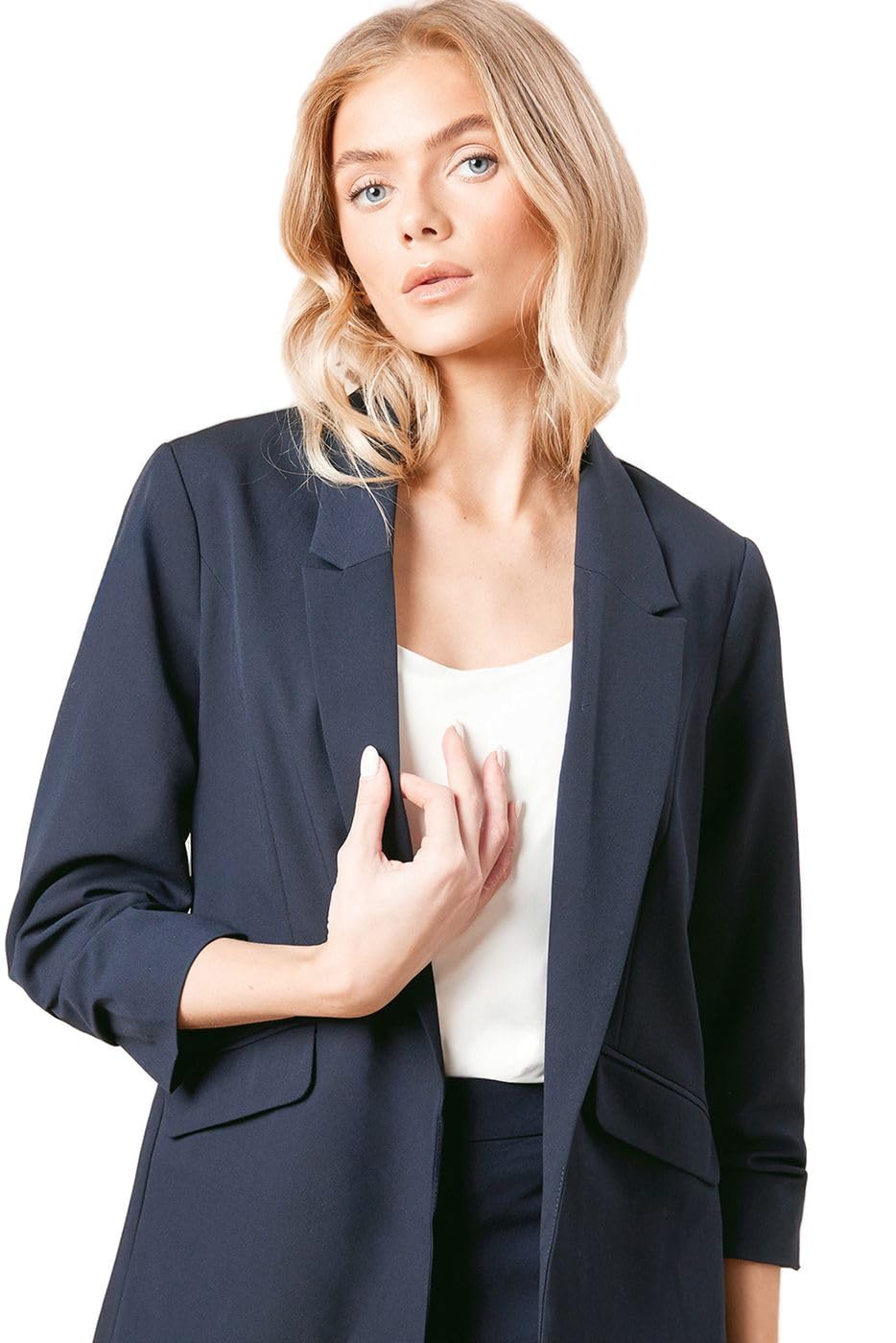 Dorothy Perkins Ruched Sleeve Blazer, 10, Navy