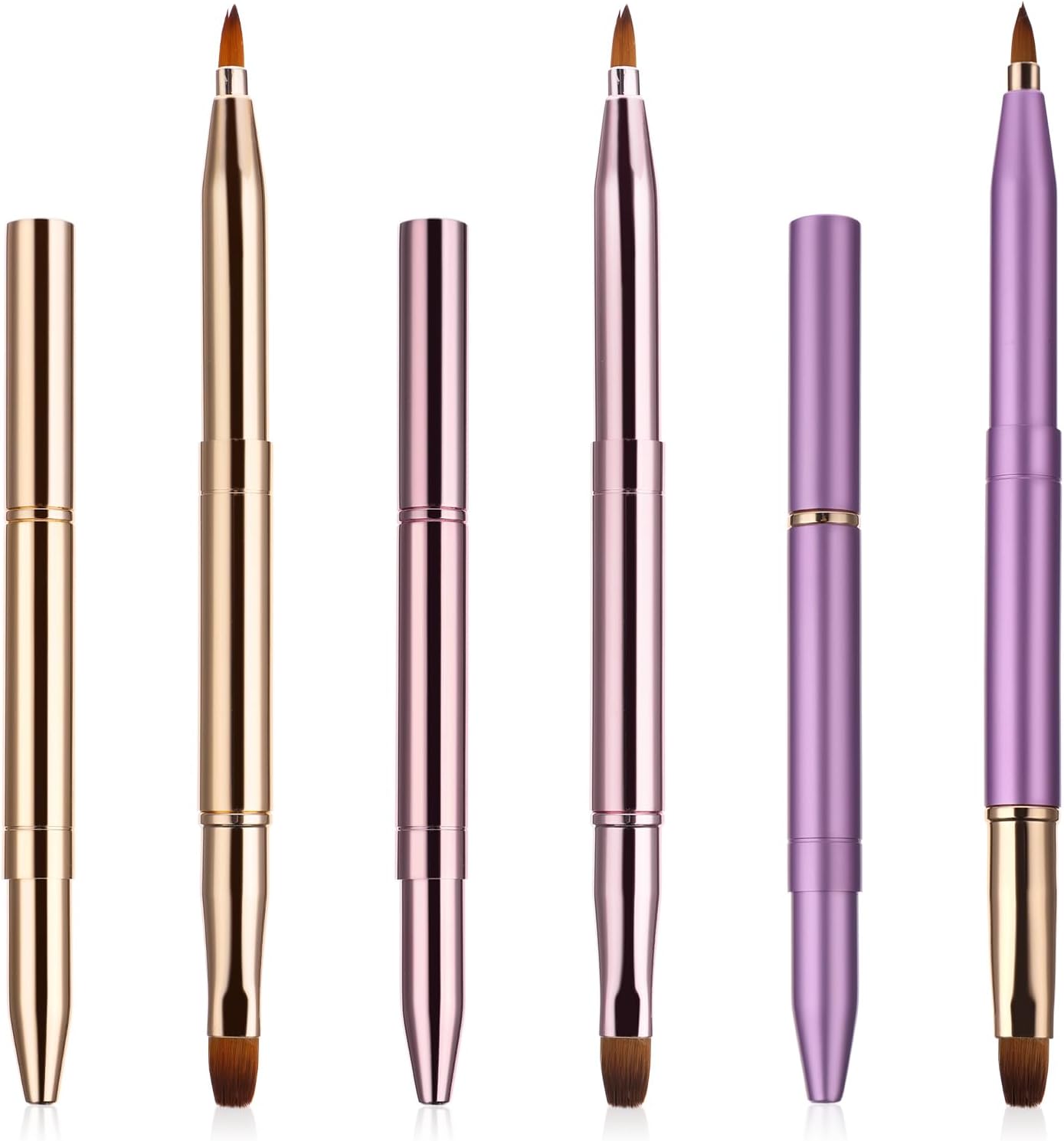 2 Pack Retractable Lip Brush, DoubleEnded Lip Brush for