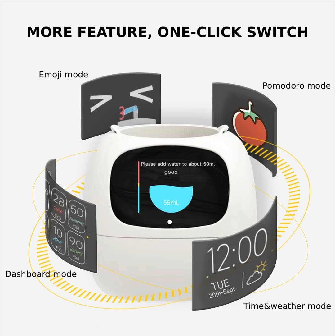 Grazioso vaso da fiori intelligente, interattivo, multifunzionale, intelligente, Big Data con 7 sensori per facilitare la semina, per piante grasse e altre piccole piante (giallo)
