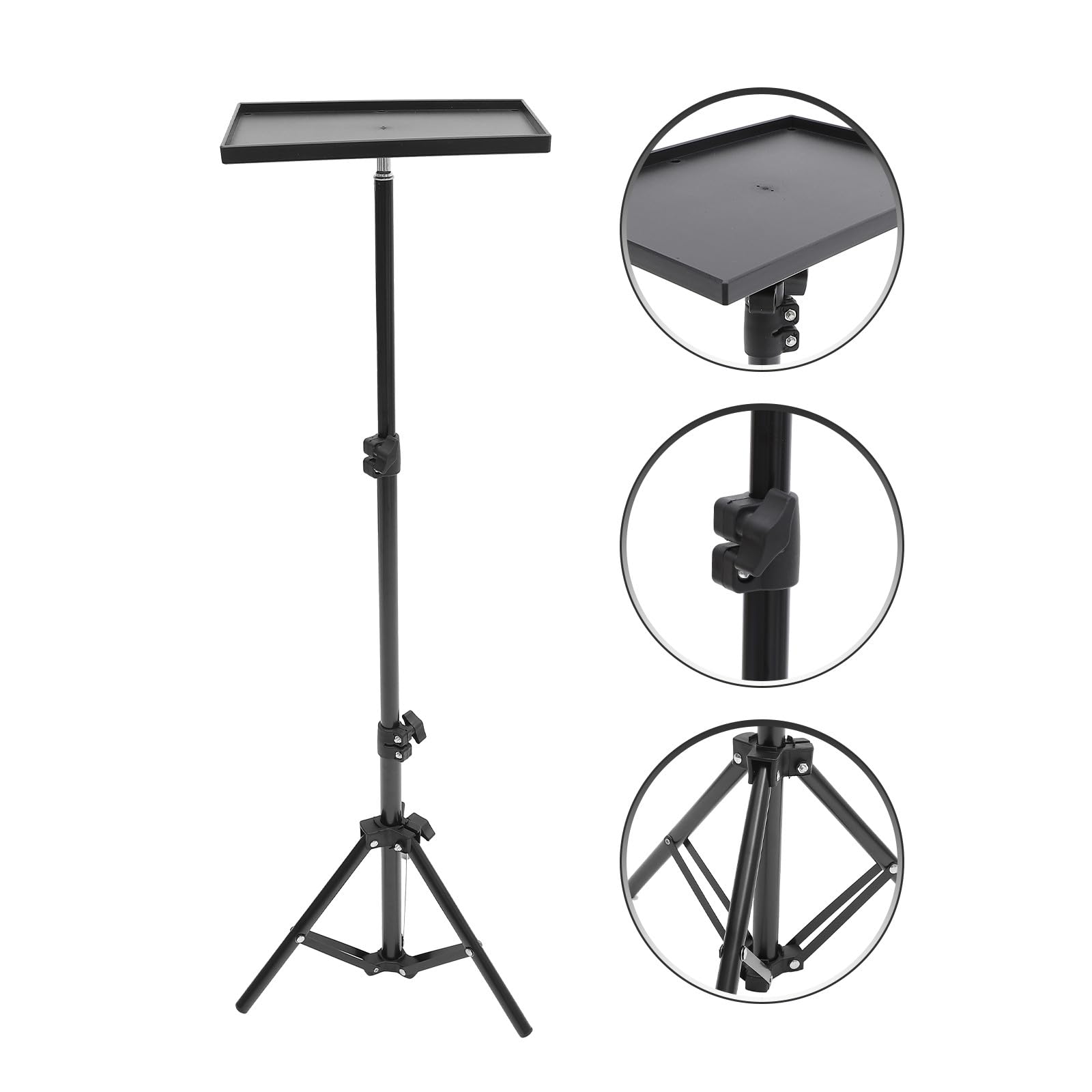 Supporto per Proiettore da Pavimento Pieghevole Nero Connettore 1/4 | Metallo e Abs, Portata 1-2kg, per Business Meeting e Outdoor, Struttura Regolabile per Appoggio Stabile