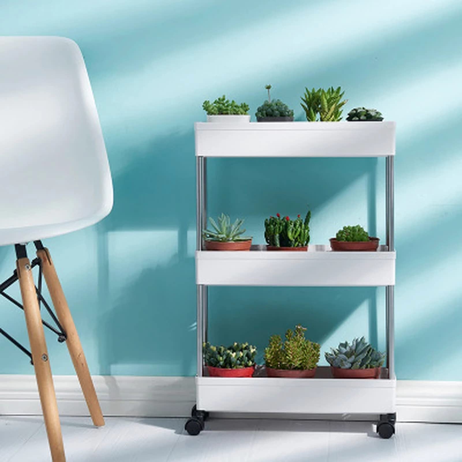 Multifunción Estantería De Almacenaje con Ruedas, Estante De Almacenamiento Ahorra Espacio, Estanterías para Baño, Cocina, Cocina