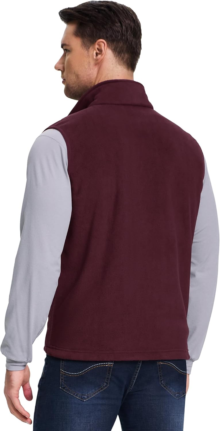 Outdoor Ventures Men's Full-Zip Lightweight Polar Fleece Vest Outerwear with 5 Pockets Warm Winter Sleeveless Jacket Casual - Image 2