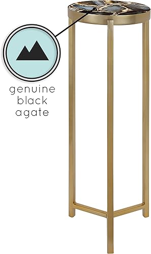 Miniatura 5 de Kate and Laurel Aguilar Glam - Mesa de bebida 8 x 8 x 23 pulgadas color dorado mesa de té de transición y soporte para plantas con mesa de ágata