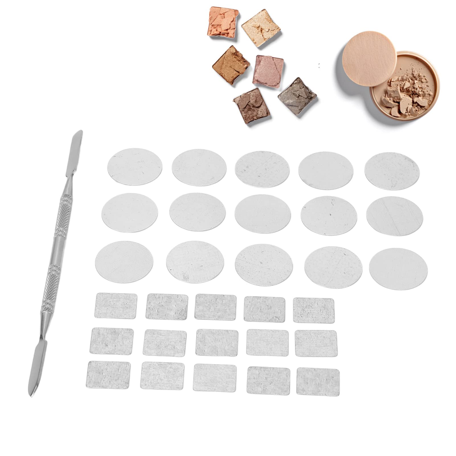 Metal Stickers for Eyeshadow Palette Set Makeup Metal Stickers for Eyeshadow Palette Stainless Steel Spatulas for Cosmetic Mixing Magnetic Palette Accessories