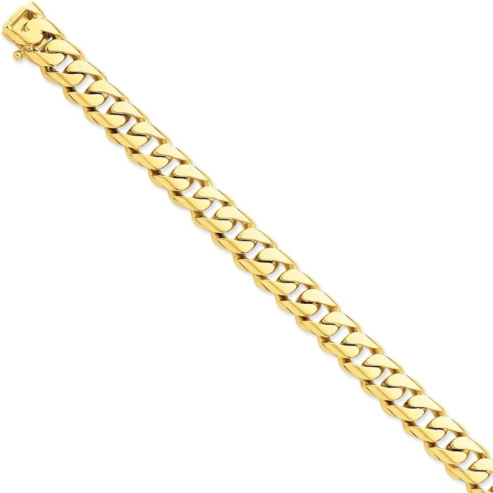 Solid 14K Yellow Gold Hand Polished Rounded Curb Chain