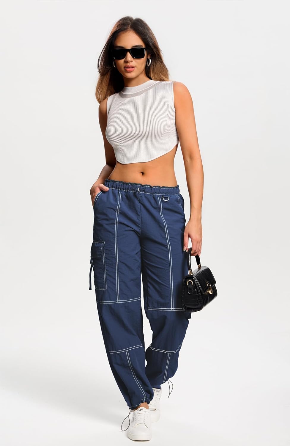 DISCIPBUSH Cargo Pants - Baggy Women's Y2K Pants with Parachute Stitch, Perfect for Girls - Image 4