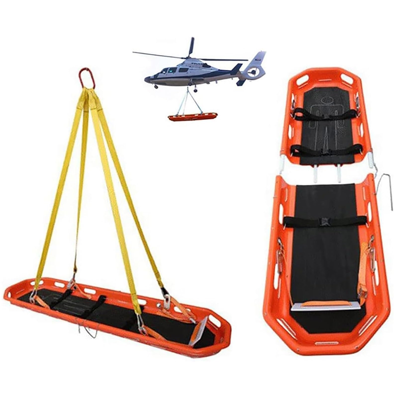 Foldable Stretcher, Portable Rescue Basket Stretcher with Lifting Bridle Stainless Steel Basket Medical Emergency for Helicopter Rescue