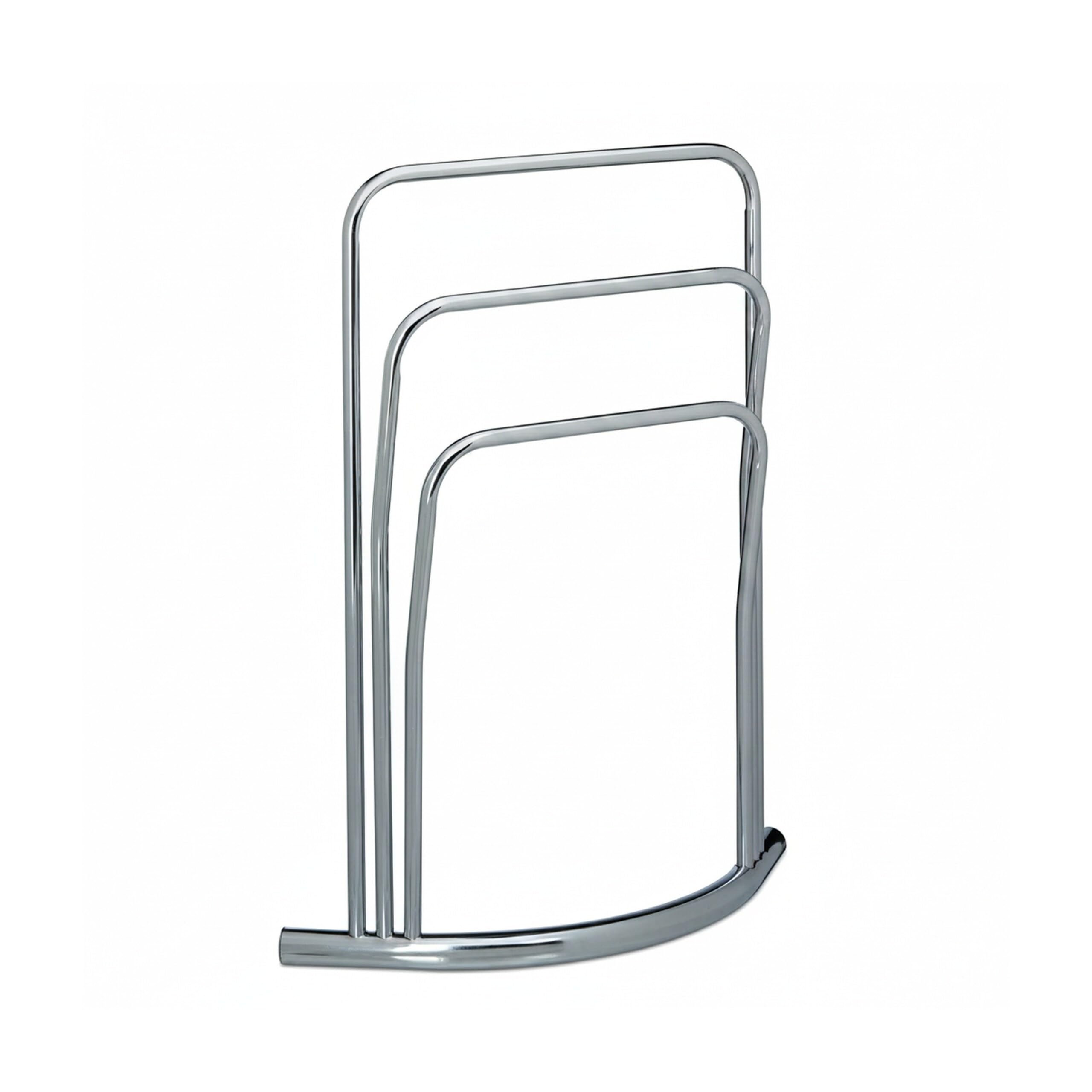 Relaxdays Porte-serviettes CURVY, 3 barres, en métal (acier), HLP : env. 85 x 66 x 20 cm, pour la salle de bain, argenté