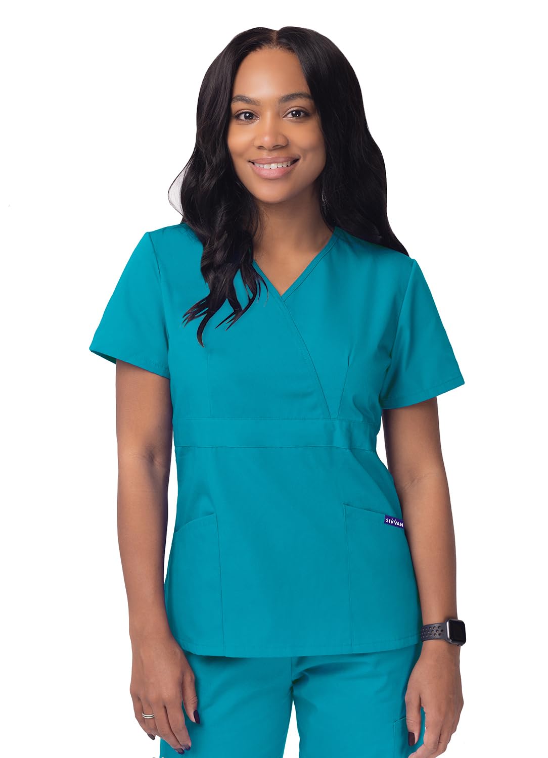 Sivvan Women's Scrubs Mock Wrap Top (Available in 15 Colors) — view 14