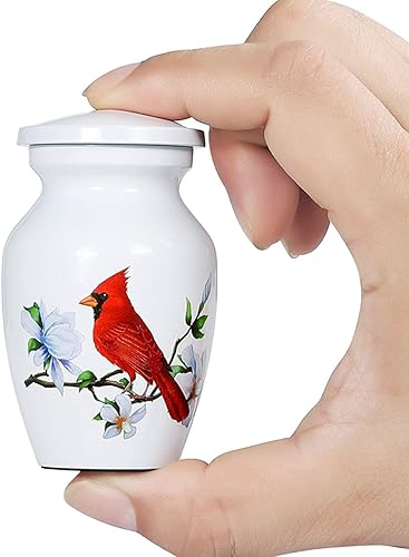 Miniatura 7 de ICOKEE Urna para cenizas humanas urna de cremación cardenal roja urna funeraria blanca urna decorativa urna de entierro urna conmemorativa grande