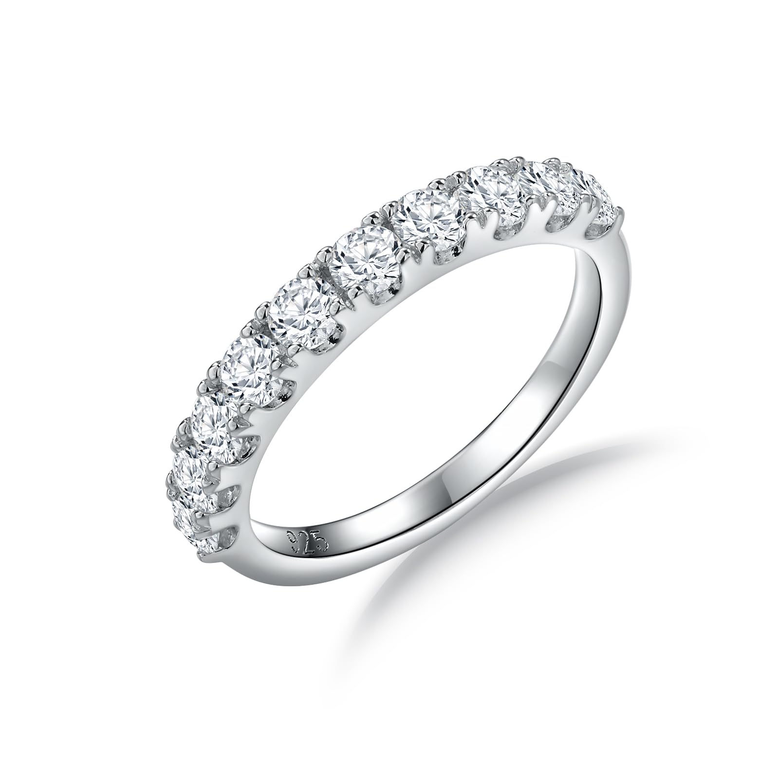 DAYBYDAYMossanite Wedding Band 925 Sterling Silver 1 Carat D Color VVS1 Lab Created Diamond Stackable Eternity Rings for Women Size 6-10