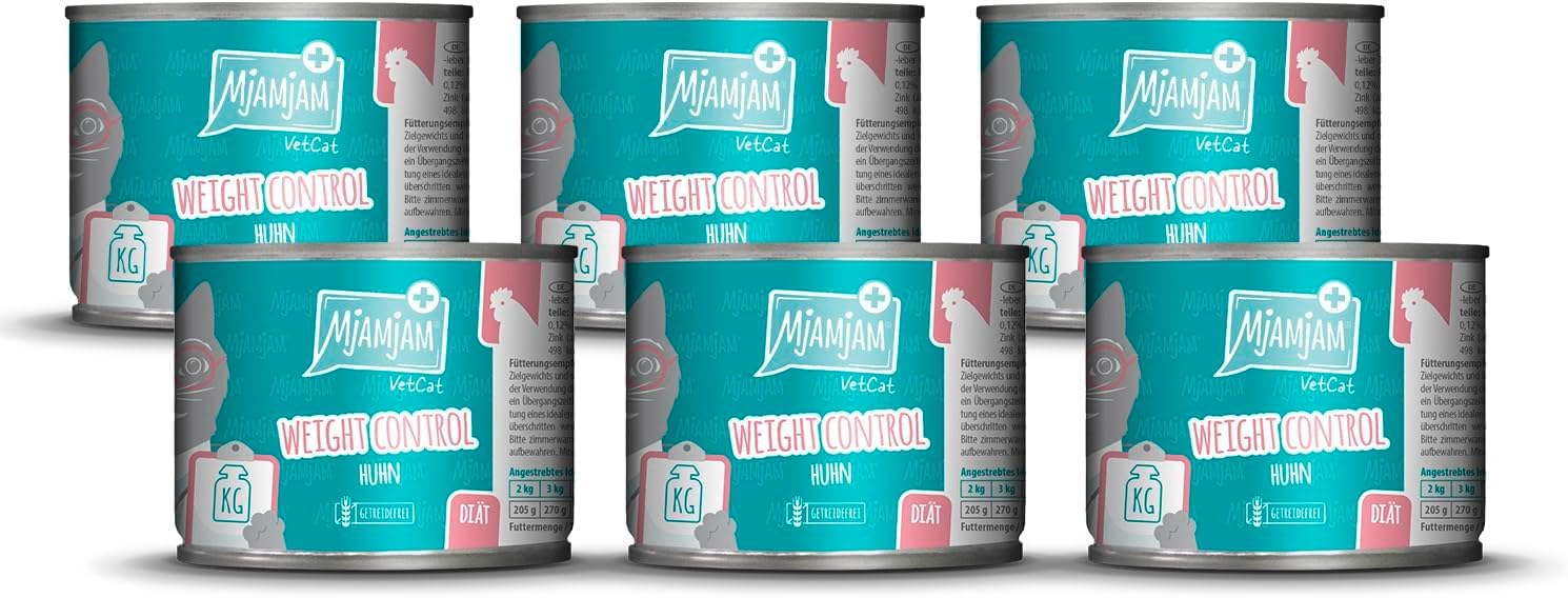 MjAMjAM VetCat - Comida húmeda Premium para Gatos - Diet - Weight Control - Pollo, Pack de 6 (6 x 200g), sin Cereales