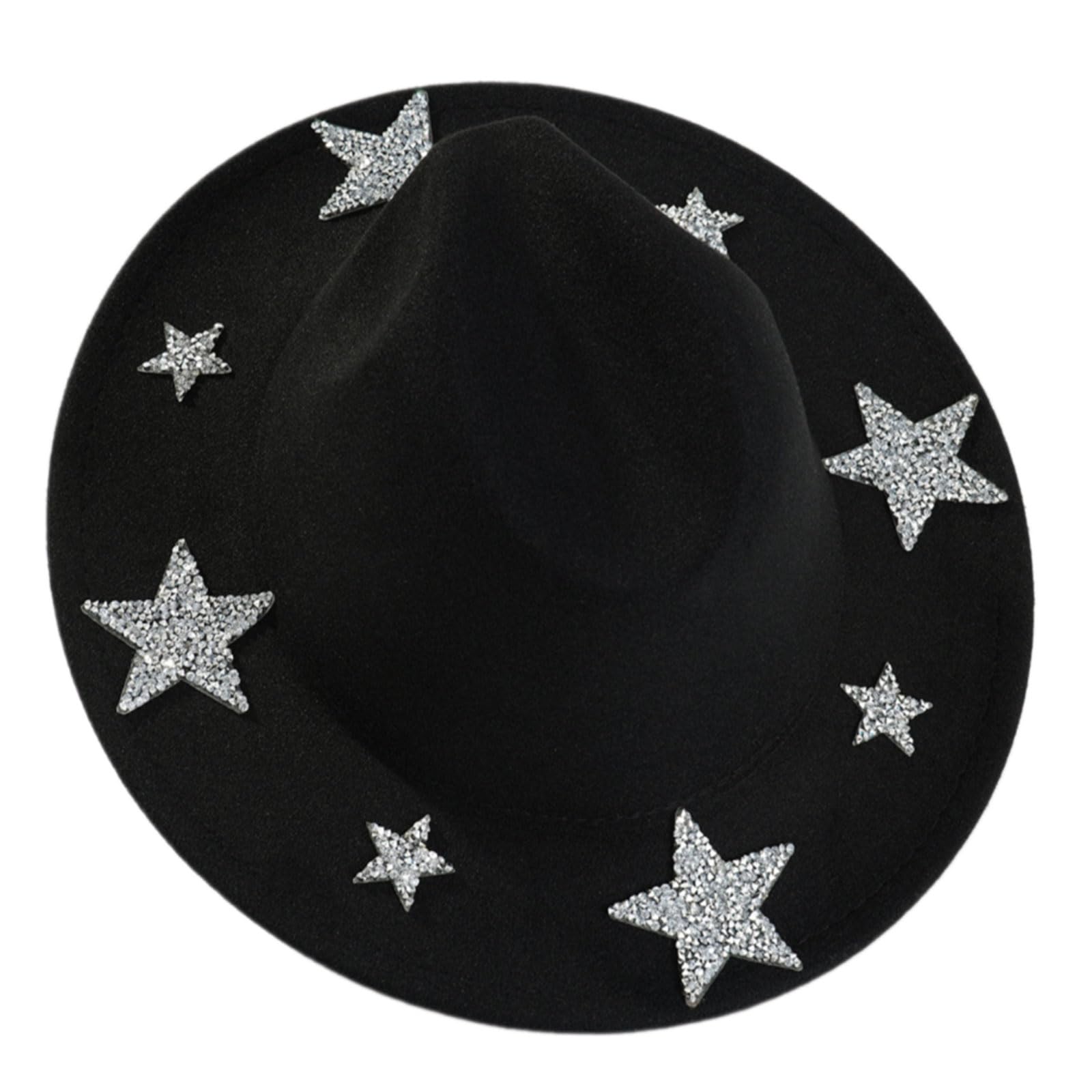 MICFENY Sparkling Rhinestones Star Western Hat For Women Oversized Comfortable Hat Headpiece All Weather Stylish Headwear