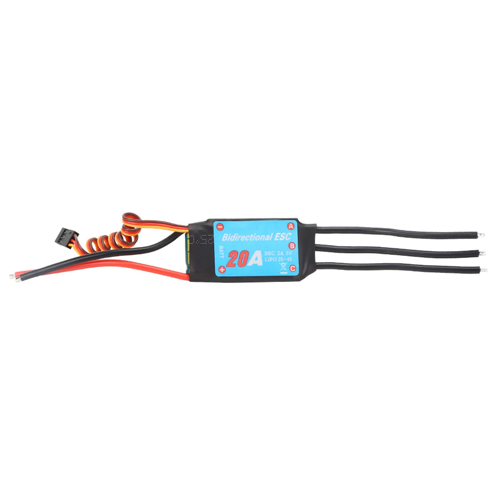 Esc Brushless Esc Two Way, 12V DC 8Amp Bidirectional Pwm Esc, One Way Brushless Esc Electronic Speed Controller for RC Ship Underwater Screw (20A)