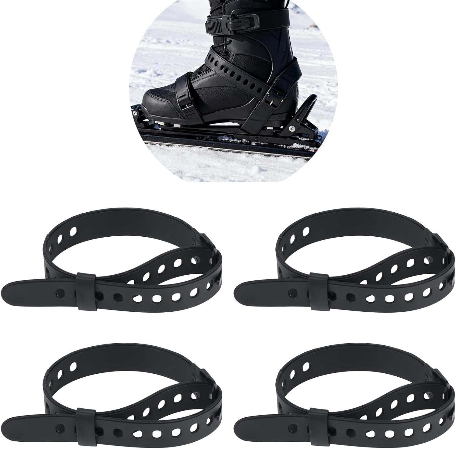 4pcs 45cm/18in Snowshoe Straps Kit, Adjustable Snowshoe Replacement Straps for MSR Men Women & Youth Snow Boots Bindings for Skiing & Outdoor Gear Accessories(Black)