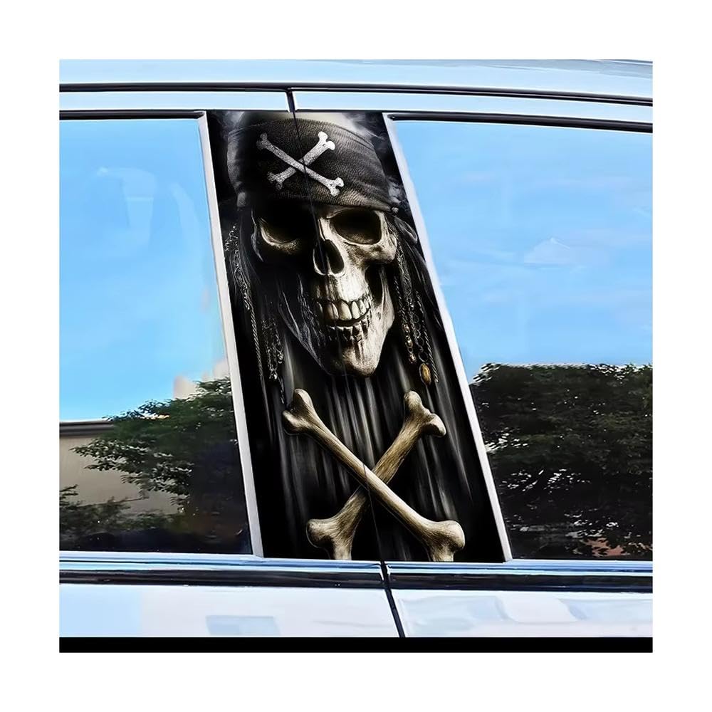 Autocollant pilier de porte voiture style pirate | Film résistant aux rayures pour le quotidien