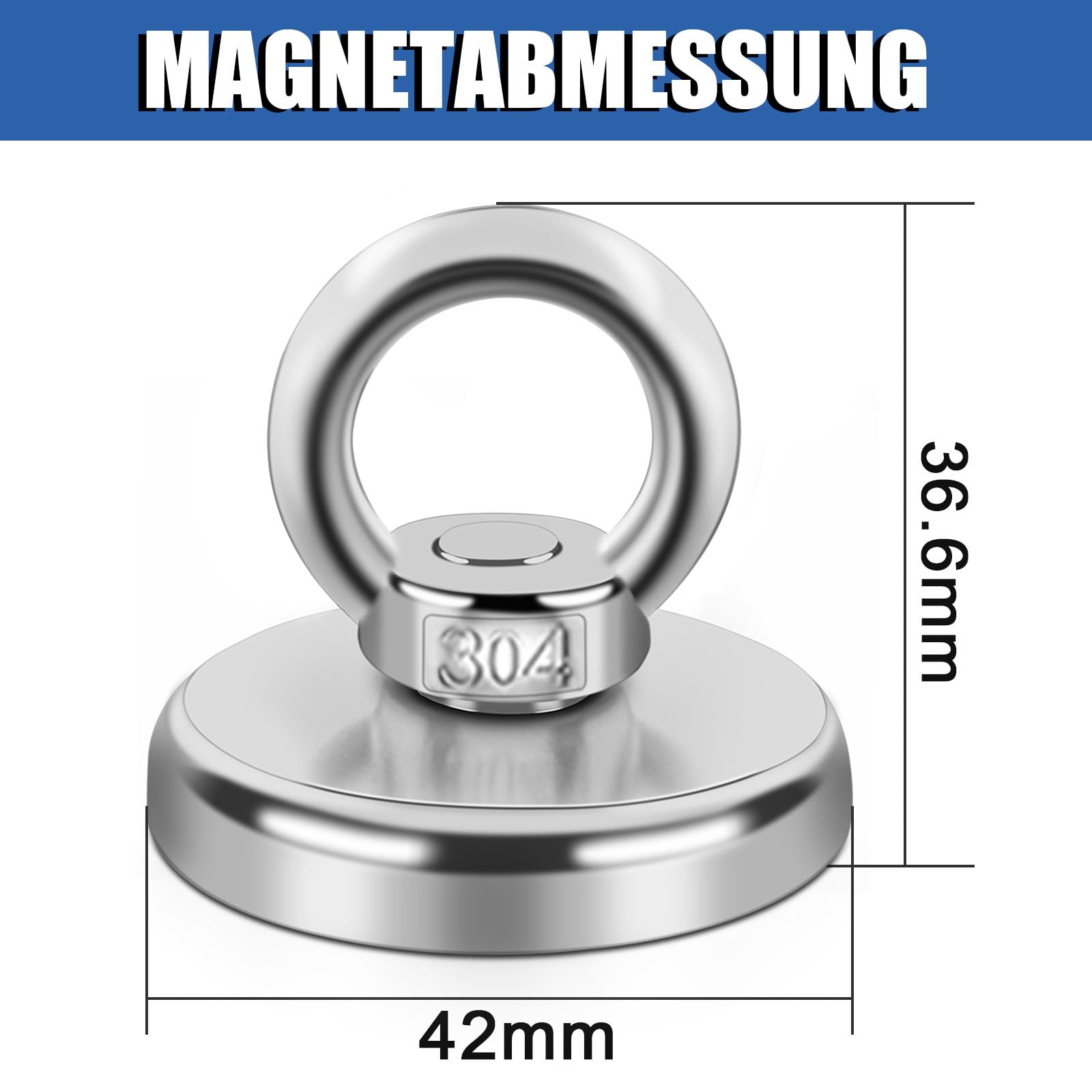 2 pièces Aimant de Pêche Super Puissant 60Kg Force de Traction Ø 42 mm, Aimant Neodyme Super Puissant Crochet Magnétique, Aimant pour l'industrie et la Science Pêche À L'Aimant et Garage