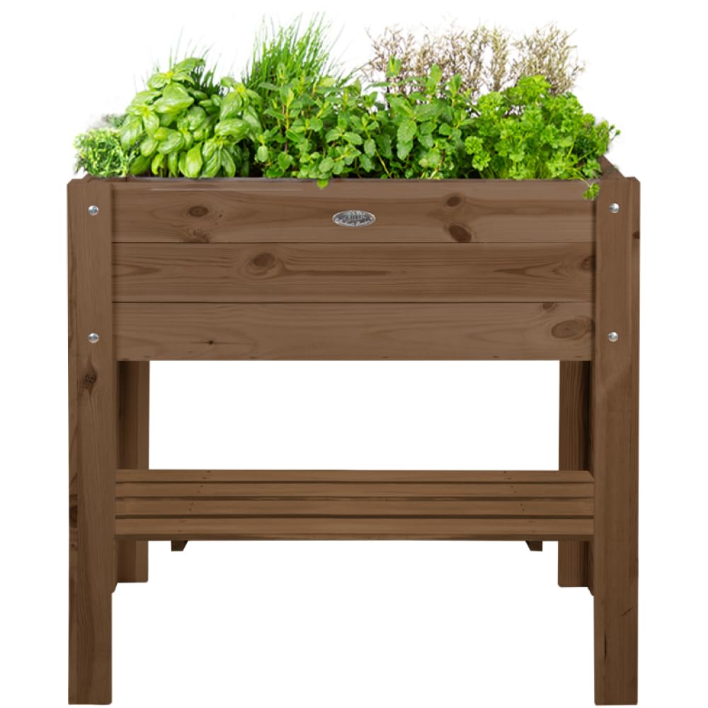 Idooka Brown Wood Rectangular Wooden Outdoor Plant Box Stand - Vegetables, Fruit, Flowers, Plants & Herb Planter W/Garden Storage Shelf - Raised Beds For Garden, Greenhouse, Balcony, Indoors - Strawberry Planter