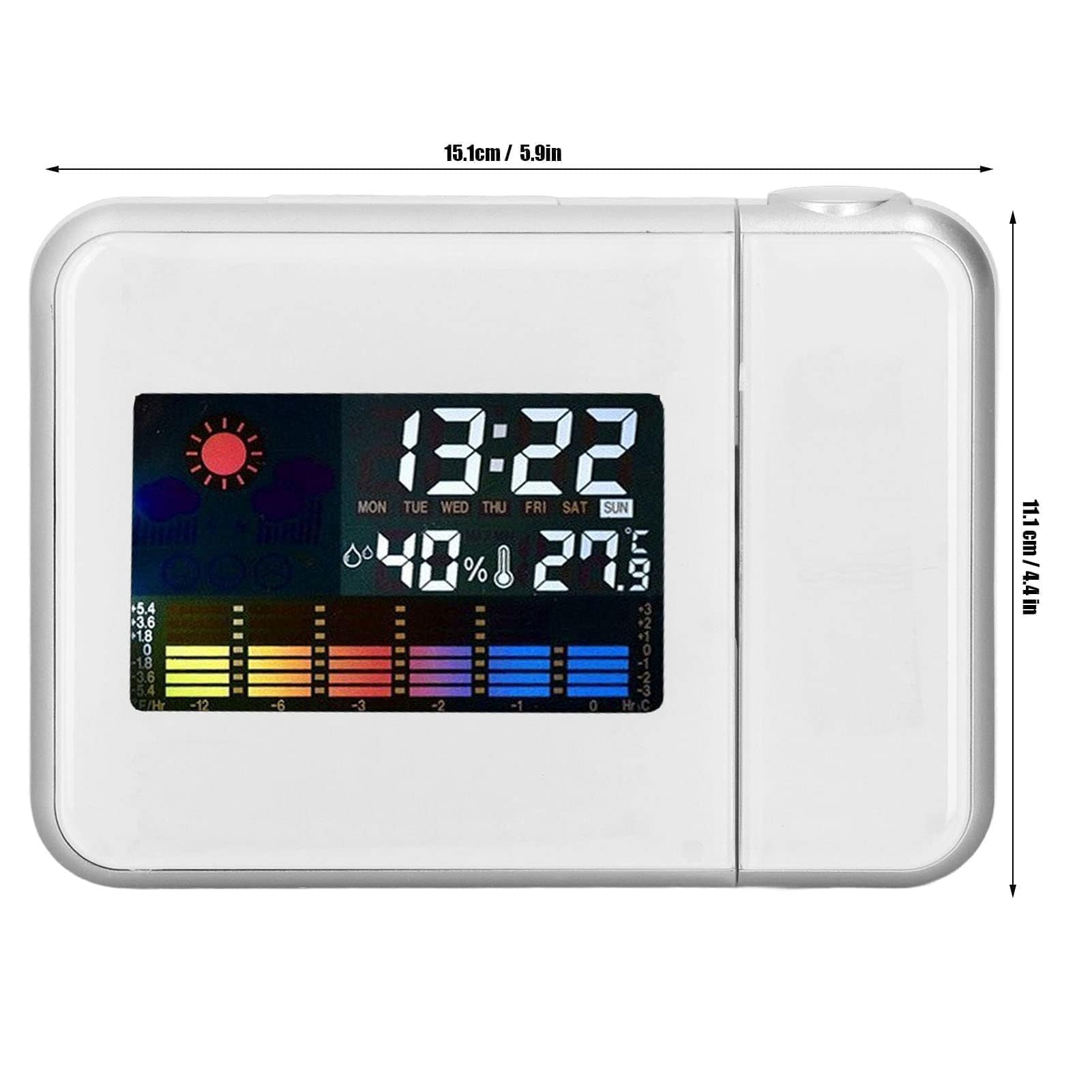 Thermomètre Intérieur Extérieur sans Fil Réveil à Projection Capteur Extérieur Moniteur Humidité Température Prévisions Météorologiques