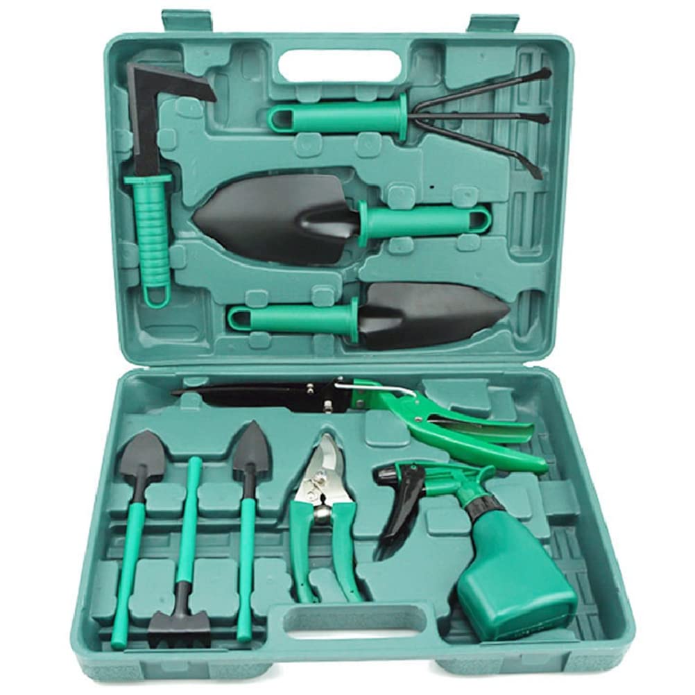 Lot de 10 outils de jardin comprenant 10 outils de jardin, pelle, râteau, pelle, ciseaux, arrosoir