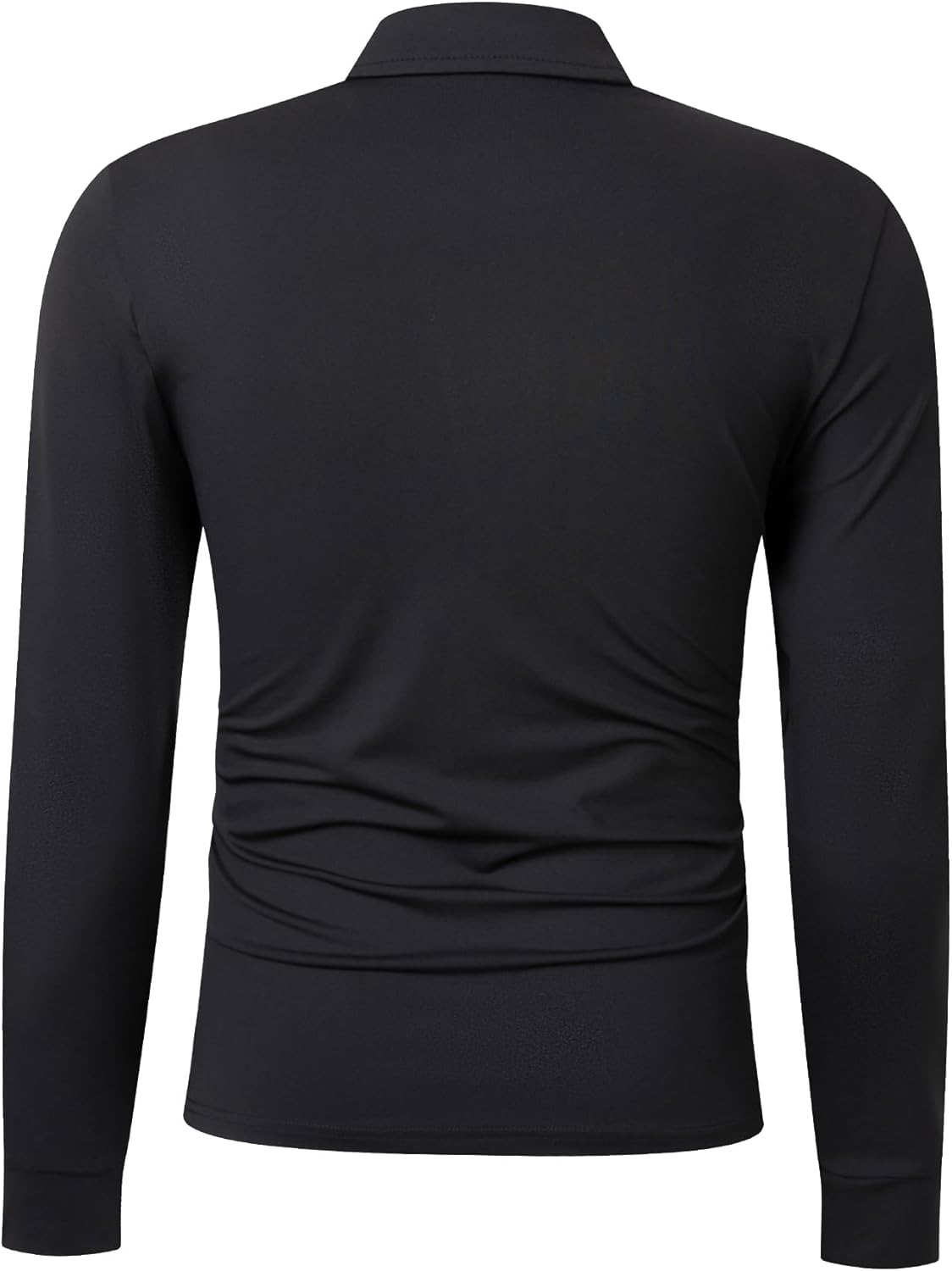 Men's Golf Polo Shirts, Long Sleeve Eyeglass Holder Split Hem, Business Casual 3-Button Placket Classic Fit - Image 2