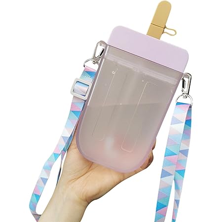 Amazon Co Jp 水筒 300ml 水筒コップ ボトル ウォーターボトル アイスクリーム形型カップ ショルダーストラップ付き 首掛け水筒 スポーツボトル ポータブル 携帯ポットこども 男の子 女の子 子供大人兼用おしゃれ ストロー飲用 軽量 耐冷耐熱 携帯便利 プレゼント