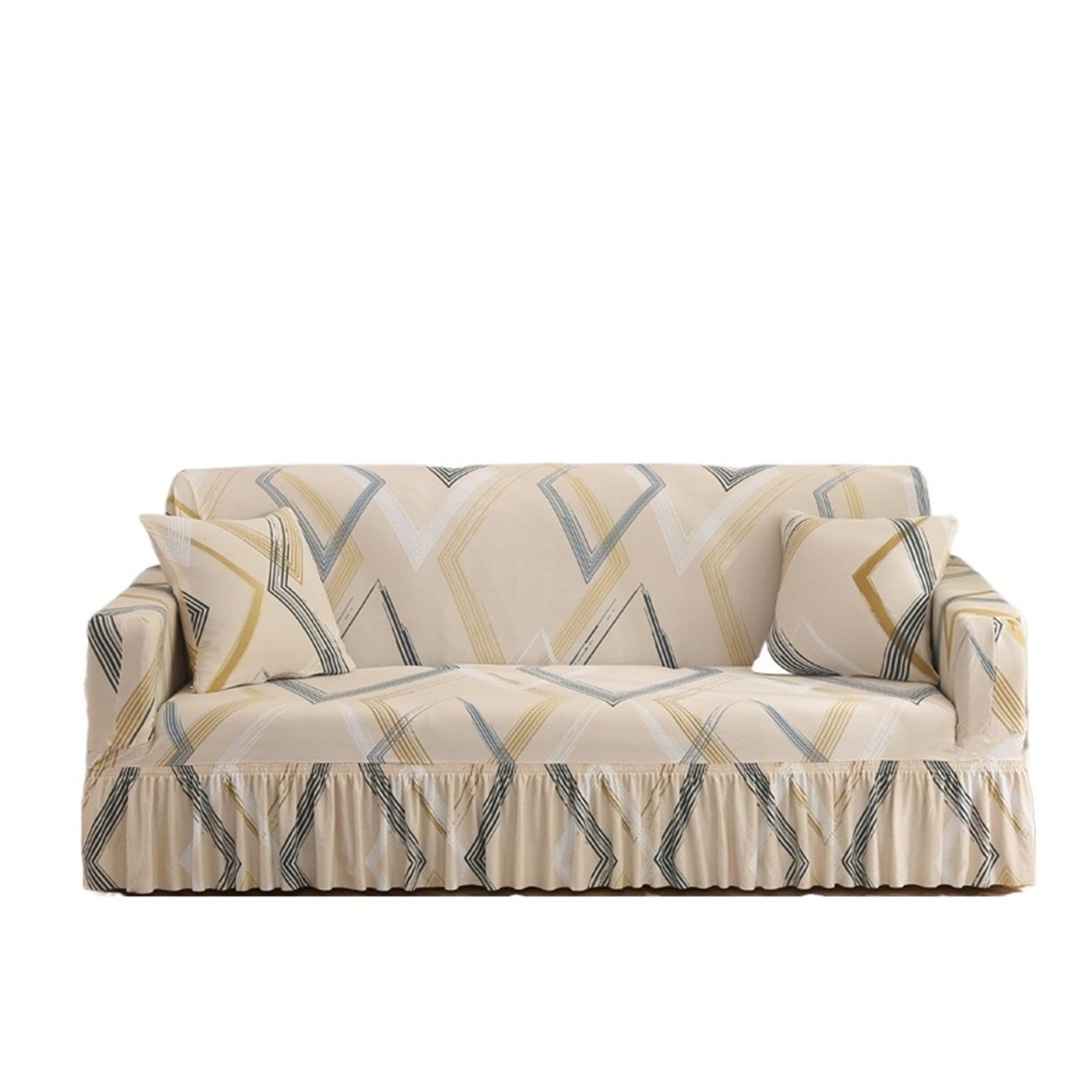 Printed Ruffled Skirt Sofa Covers for Living Room Stretch Couch Cover Furniture Protector Easy Fitted Washable Gonna copertura divano(Color 24,2-seater 145-185cm)