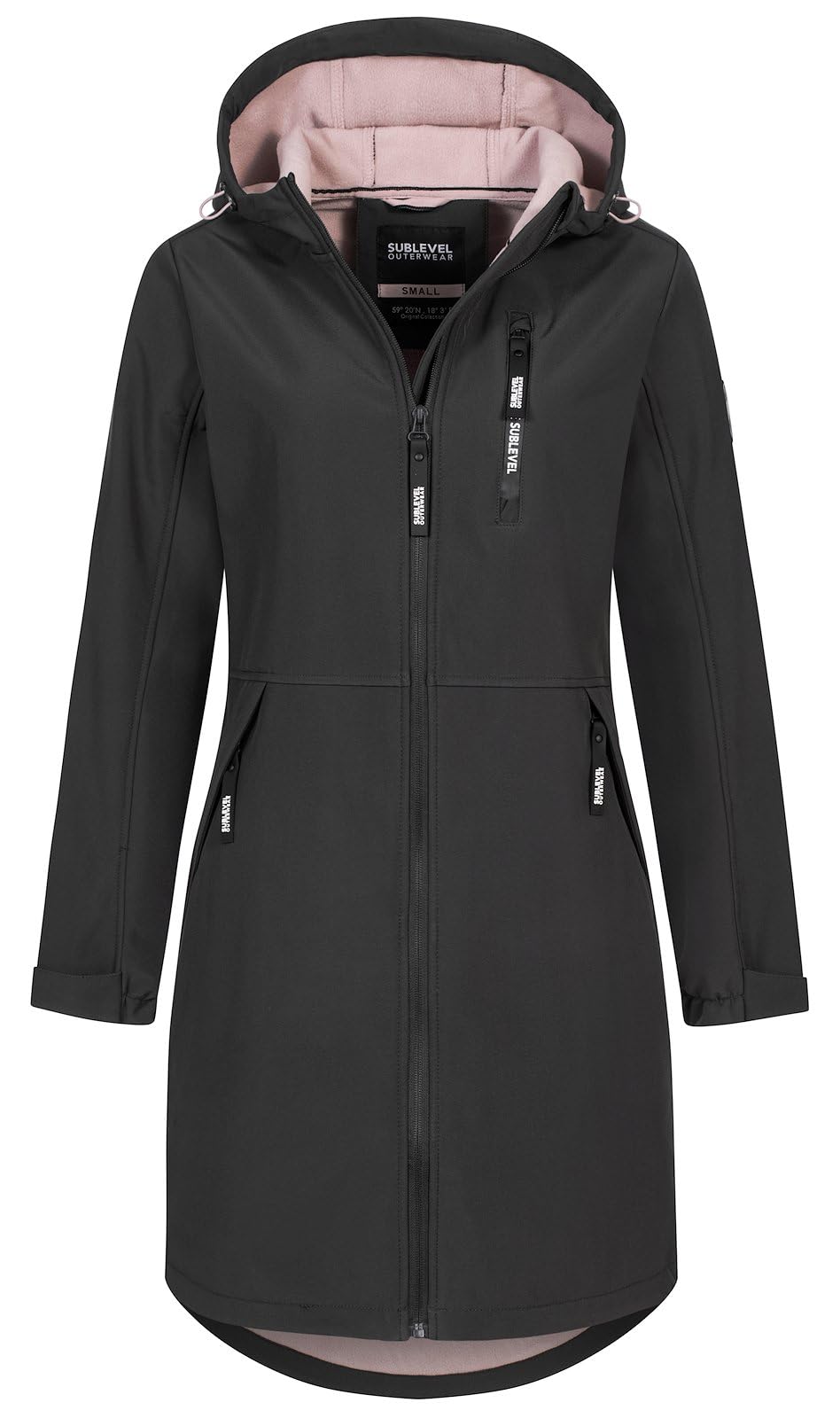 Sublevel Damen Softshellmantel lange Jacke LSL-497 Funktionsjacke mit Kapuze