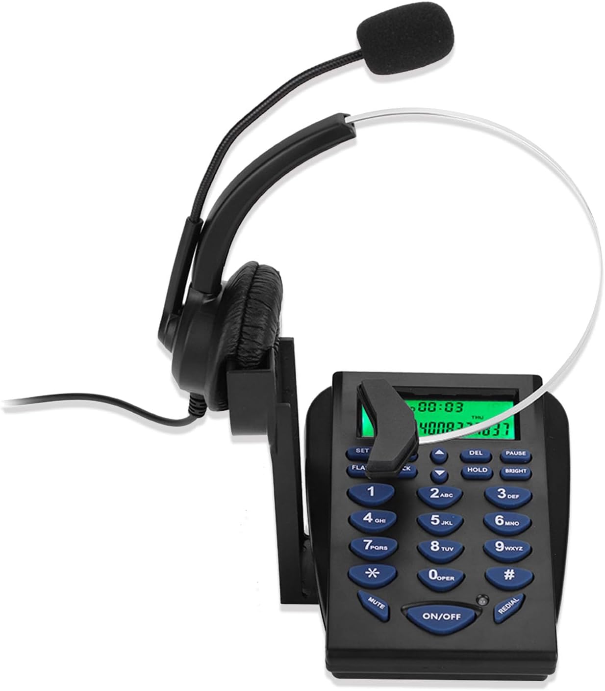 Call Center Telephone with Headset, Multi Functional Corded Dial Phone with Noise Cancelling & Incoming Call Display, Home & OfficeTelephone Set Landline Business Telephone
