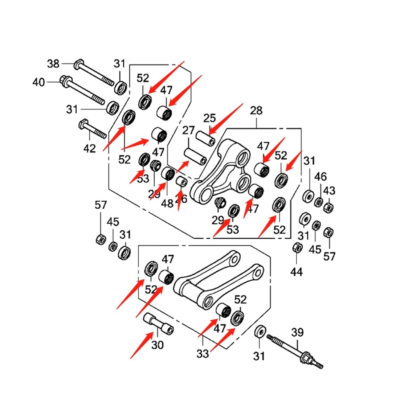 Wahacz motocyklowy Pasuje Do CRF250R CRF450R Akcesoria Motocyklowe Motocross Zestaw Konserwacyjny Wahacza Singarm Części Łożyska Uszczelka Olejowa Tuleja(Bushing)