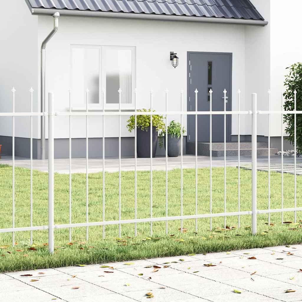 Gartenzaun Woerden Weiß 1,7 x 0,8 m Pulverbeschichteter Stahl Zaunelement Sichtschutz Doppelstabmatte Metall für Vorgarten Terrasse Außenbereich Privatsphäre Begrenzung