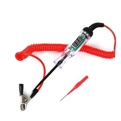 Luz de prueba automotriz DC 3-48V Digital LED Car Circuit Tester Light, probador de voltaje bidireccional automático con voltímetro con sonda