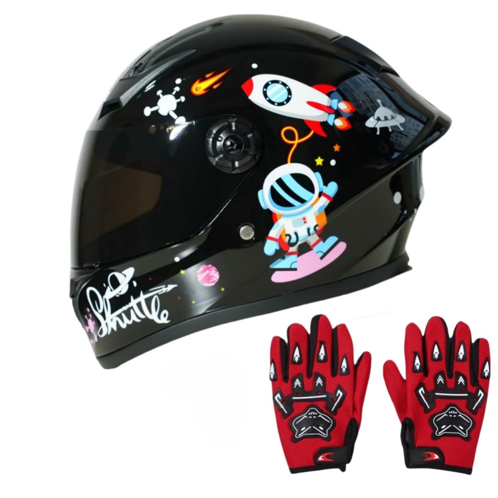 Kask dziecięcy z integralną twarzą, kask rowerowy dla chłopców i dziewcząt, kask motocyklowy z wizjerem, kask dziecięcy do jazdy na rowerze, motocyklu i skuterze 12,M (49-50 cm)
