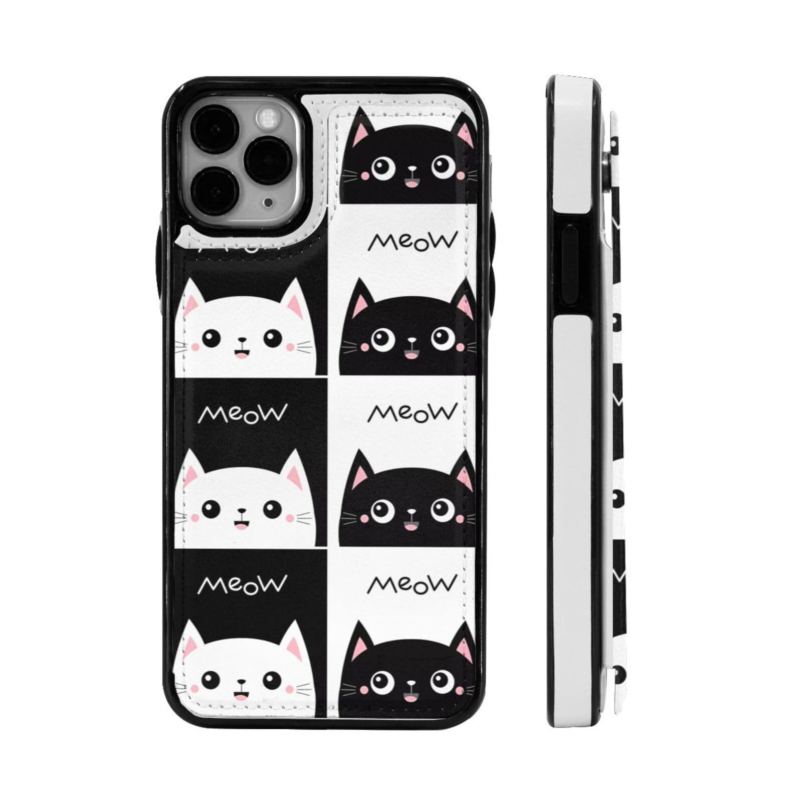 Amazon.co.jp: 猫 ネコ 陰陽 白 黒 笑顔 Iphone 11 ケース 財布
