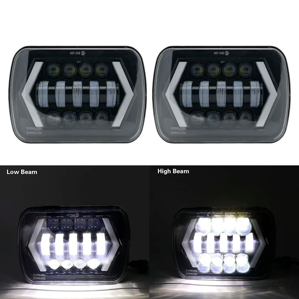Faro Anteriore Quadrato H4 Da 90 W 7x6'' 5x7 Per Toyota Per Pick-up Per MR2 Per Celica Impermeabile LED Bianco DRL Ambra Indicatori Di Direzione Camion Principale Fari Faro