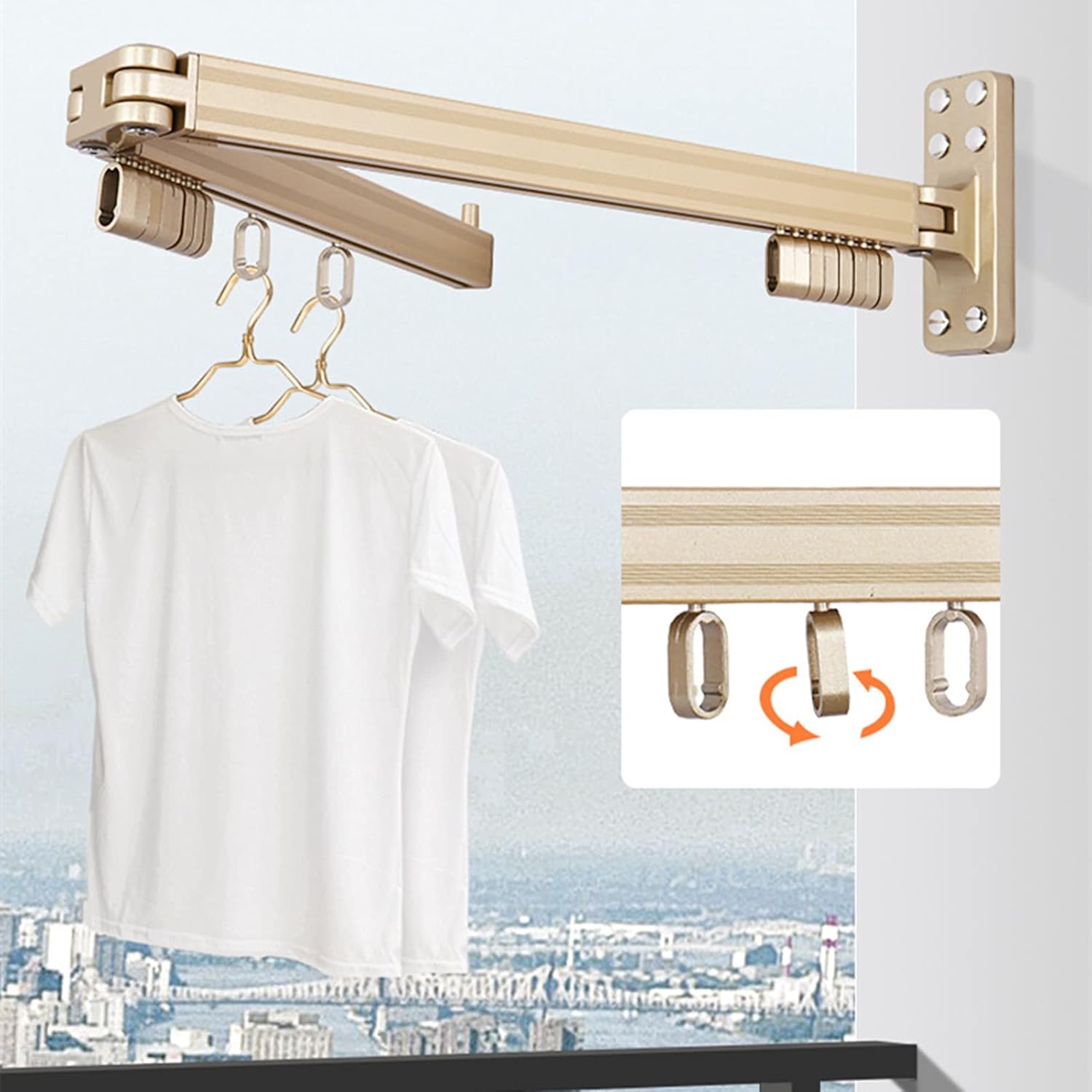 Wall Mounted Clothes Drying Rack Retractable Fold Away Clothes Dry Racks Carry Space Saver Easy to Install for Balcony Bedroom Poolarea and Laundry