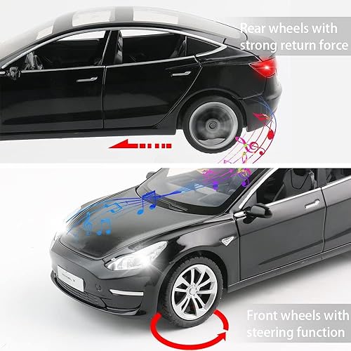 Miniatura 5 de Modelo de automóvil modelo 3 de aleación de zinc, modelo de automóvil de fundición de simulación a escala 124, auto de juguete fundido a presión,