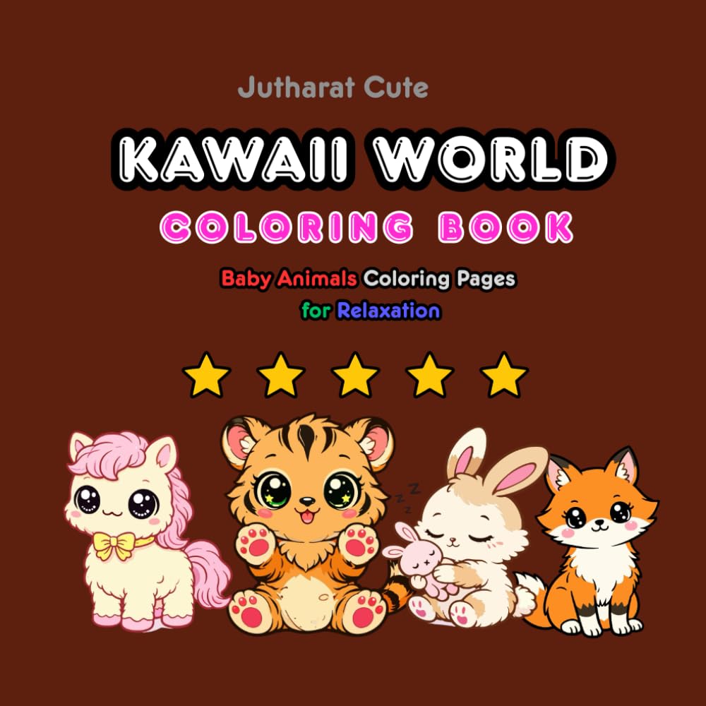 Kawaii World Coloring Book: Baby Animals Coloring Pages for Relaxation