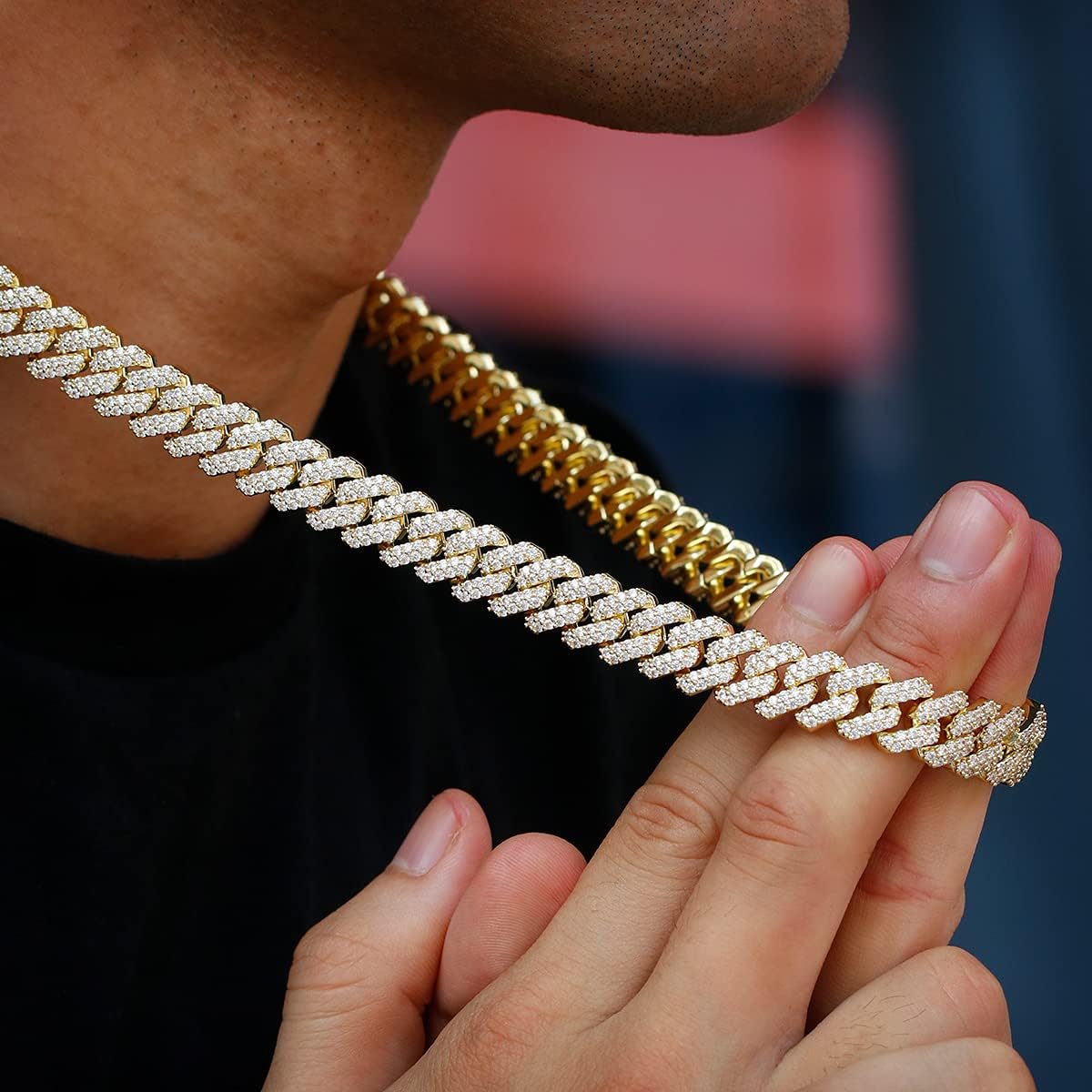 12mm Mens Women Heavy Iced Out Miami Cuban Link Chain or Bracelet 14K Gold White Rose Gold Plated CZ Lab Diamond Hip Hop Jewelry Necklace Choker with Gift Box - Image 4