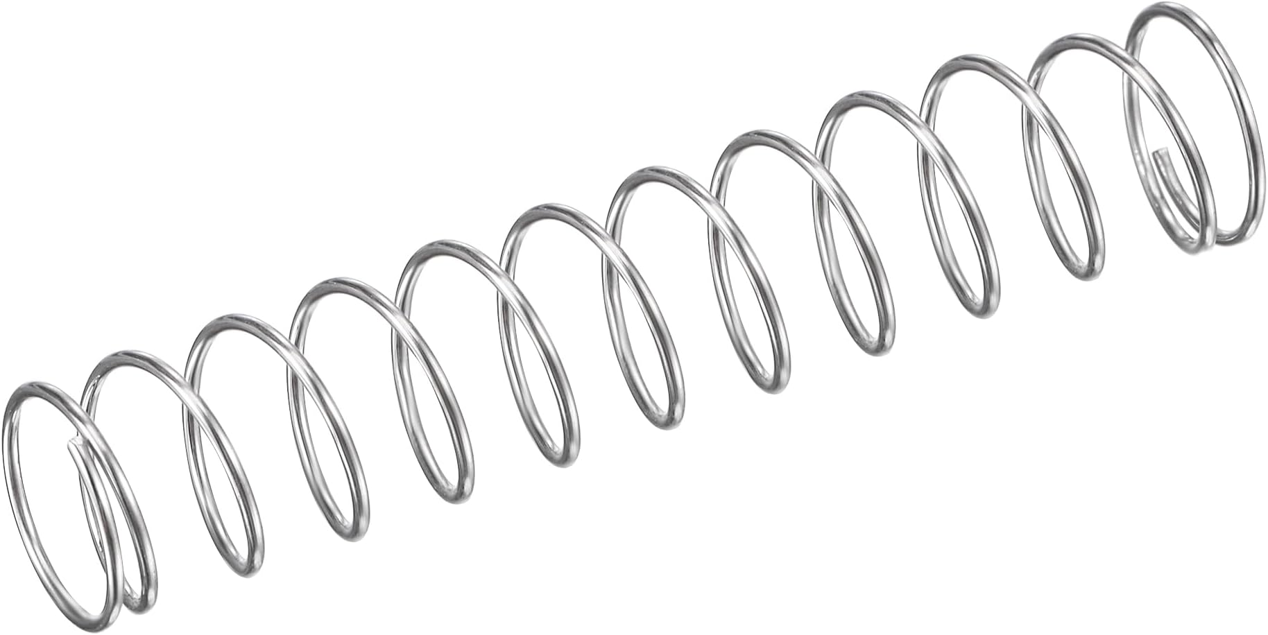 Compression Spring,304 Stainless Steel,10mm OD,0.7mm Wire Size,9mm Compressed Length,50mm Free Length,11.8N Load Capacity, Silver Tone,5pcs