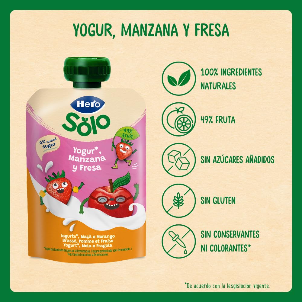Hero Baby Mi Merienda Bolsitas de Yogurín Manzana Fresa 100g